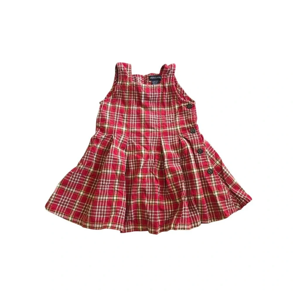 Ralph Lauren Plaid Red Pleated Preppy Old Money Mini Baby Dress 18-24 month